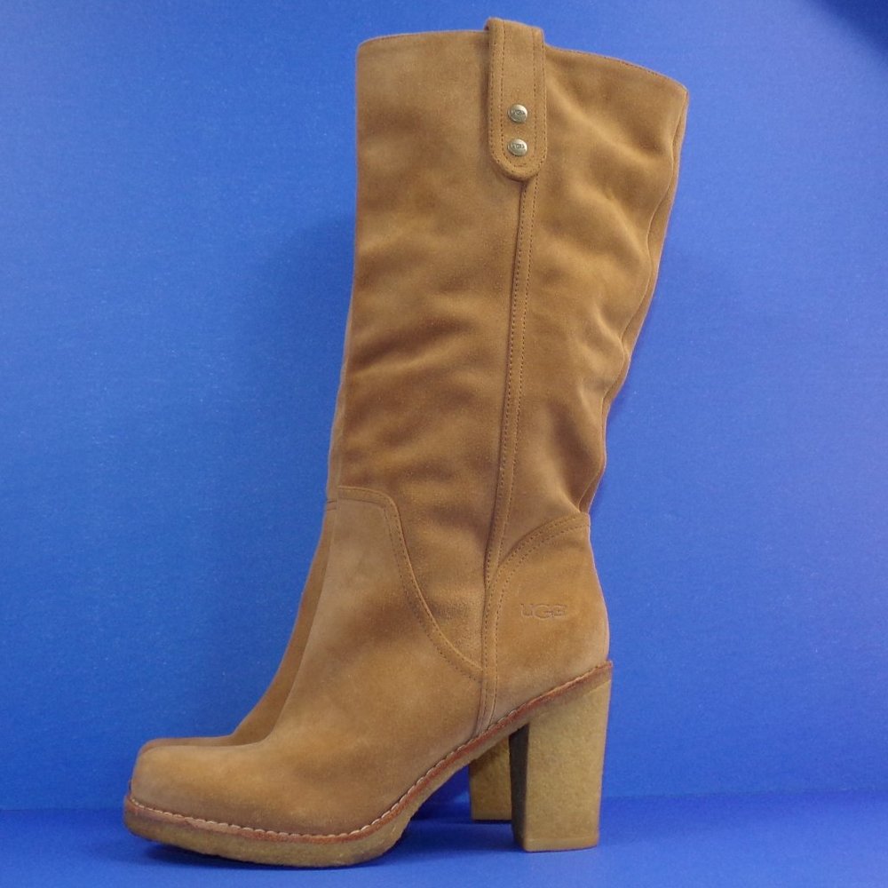 Ugg Australia Josie Knee Leather/Suede Convertible to Cuffed Boots Tan 8.5